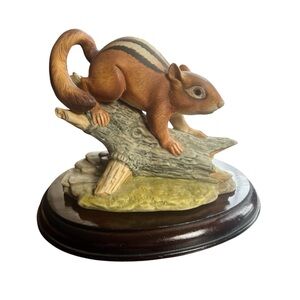 Andrea by Sadek chipmunk figurine with wood base made in Japan